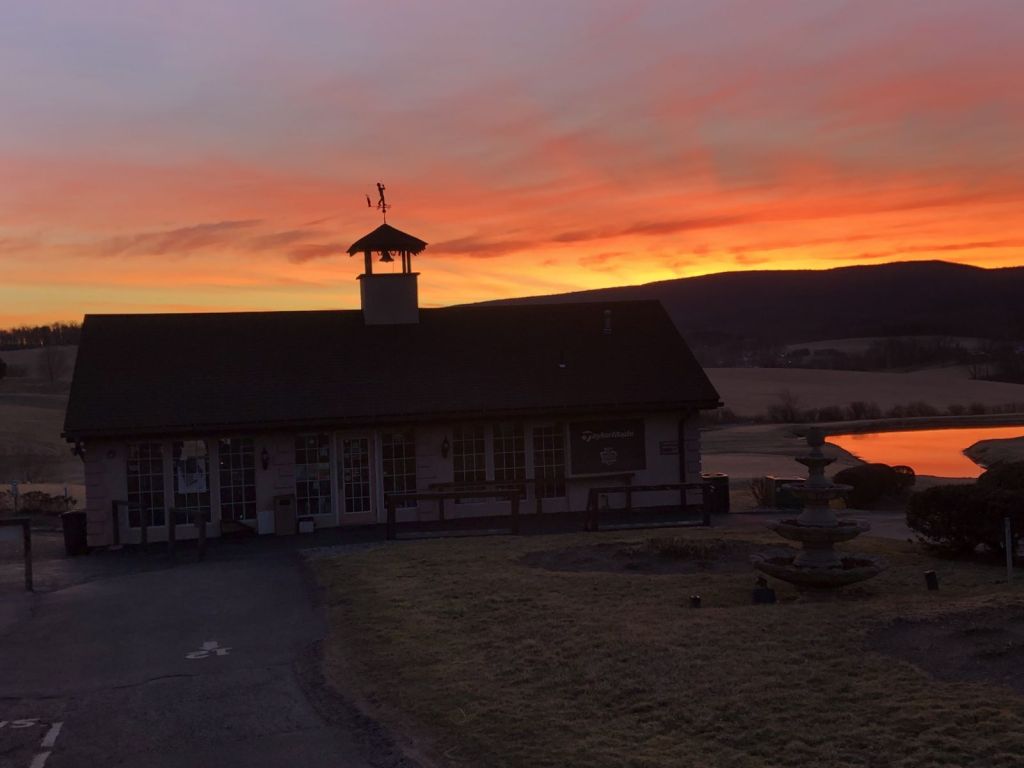 View of shop at sunset 